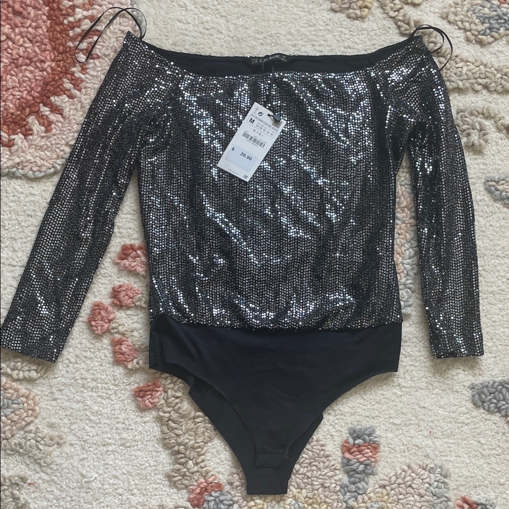 Zara Shimmering Black Kids Bodysuit